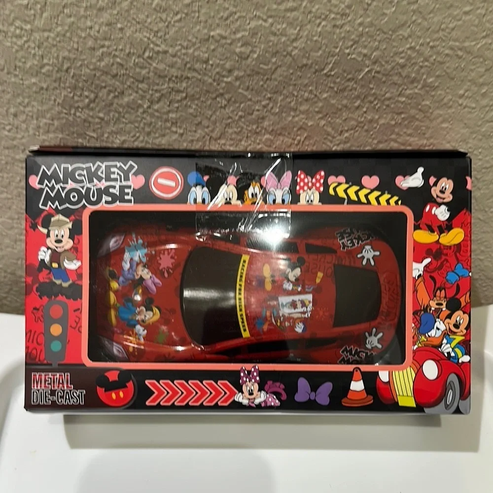 Mickey Mouse Red Metal Die-Cast  Two Way Push & Pull Toy Car